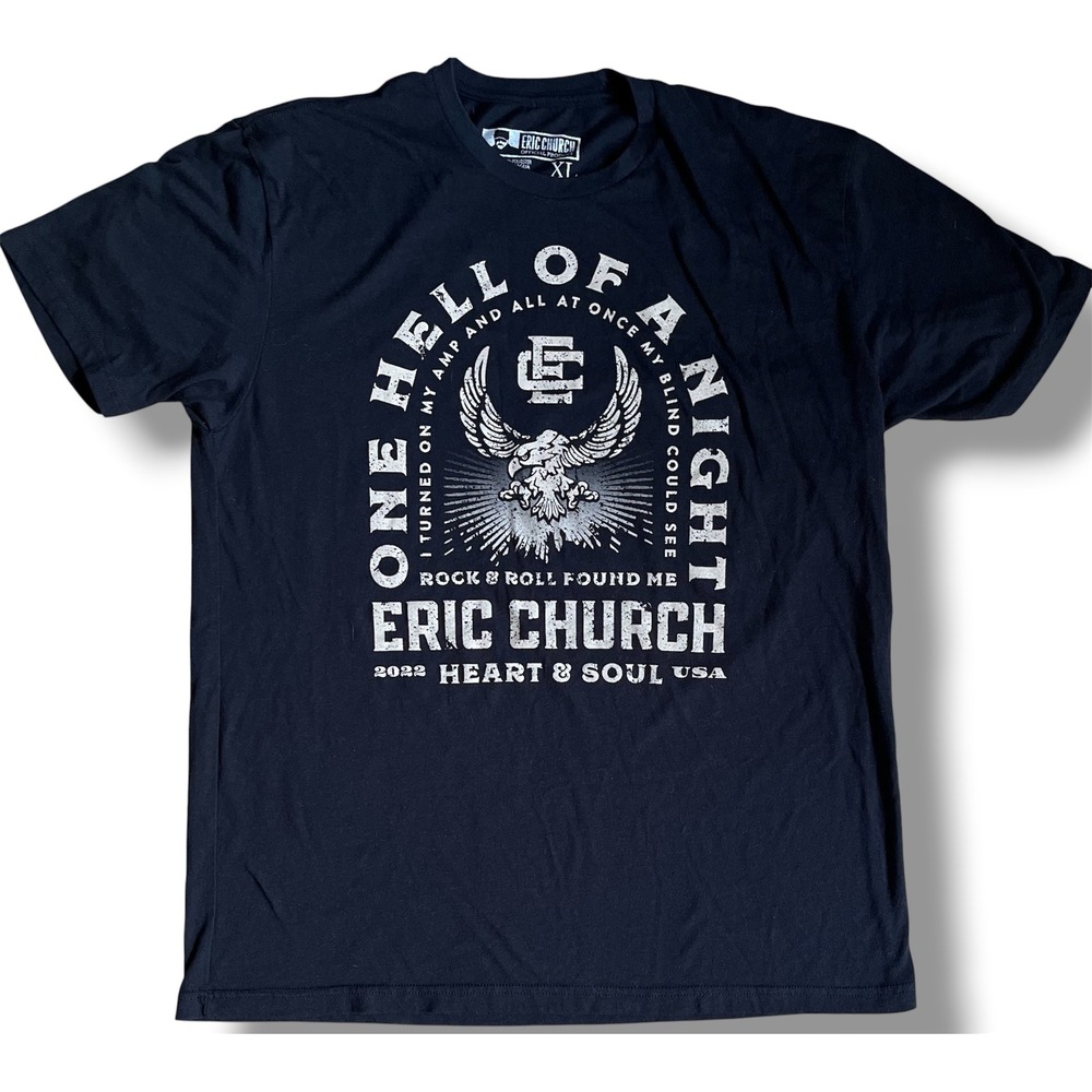 Eric Church 2022 Heart & Soul USA Tour Shirt Mens XL Black One Hell Of A Night